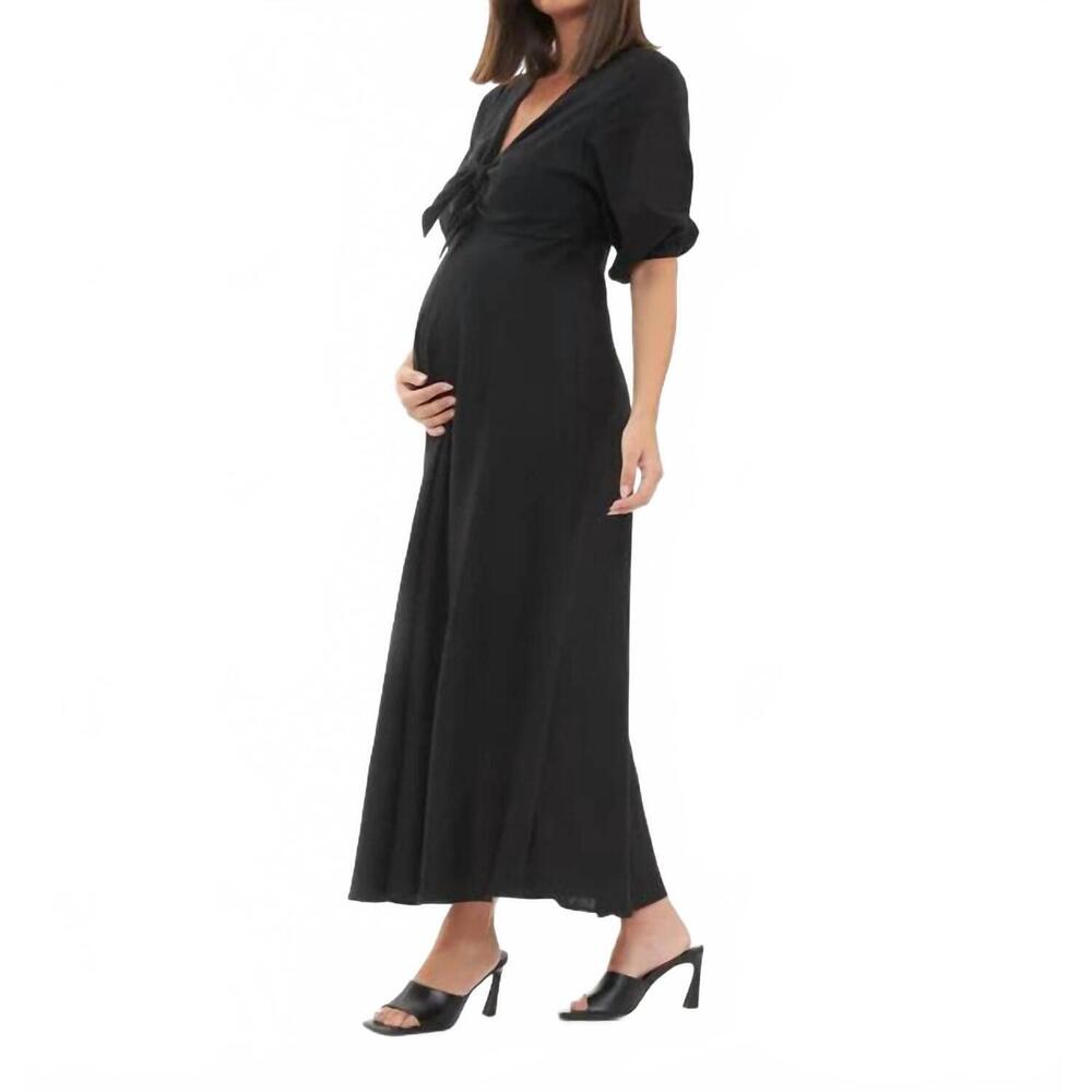NEW RIPE camille tie front linen dress in black - Picture 3 of 3